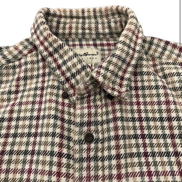 Eddie Bauer Houndstooth Cotton Flannel Men’s Button Down Shirt Size XL Tall - Picture 2 of 9